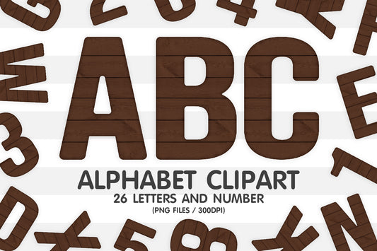 Wood Texture Alphabet Letters