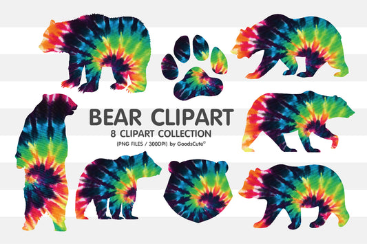 Bear Tie Dye • Clipart PNG • Sublimation Backgrounds & Textures