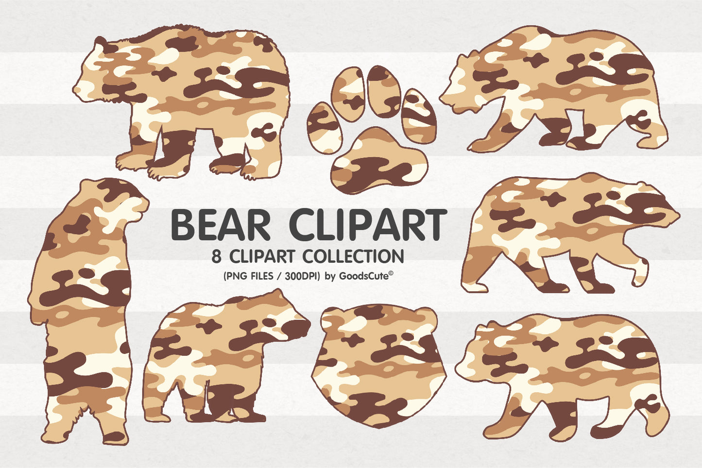Bear Camo Texture • Clipart PNG • Sublimation Backgrounds & Textures