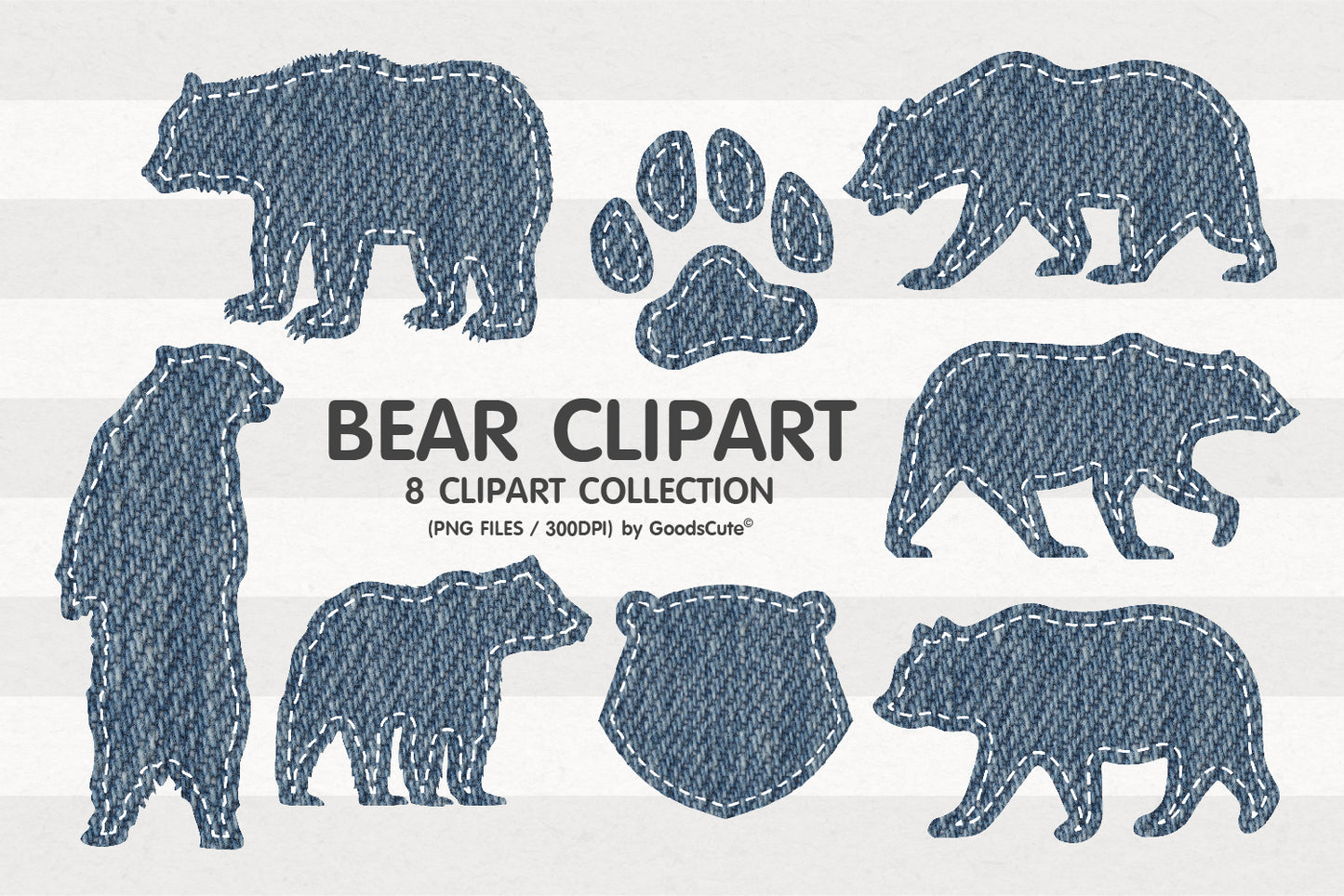 Bear Jeans Texture • Clipart PNG • Sublimation Backgrounds & Textures