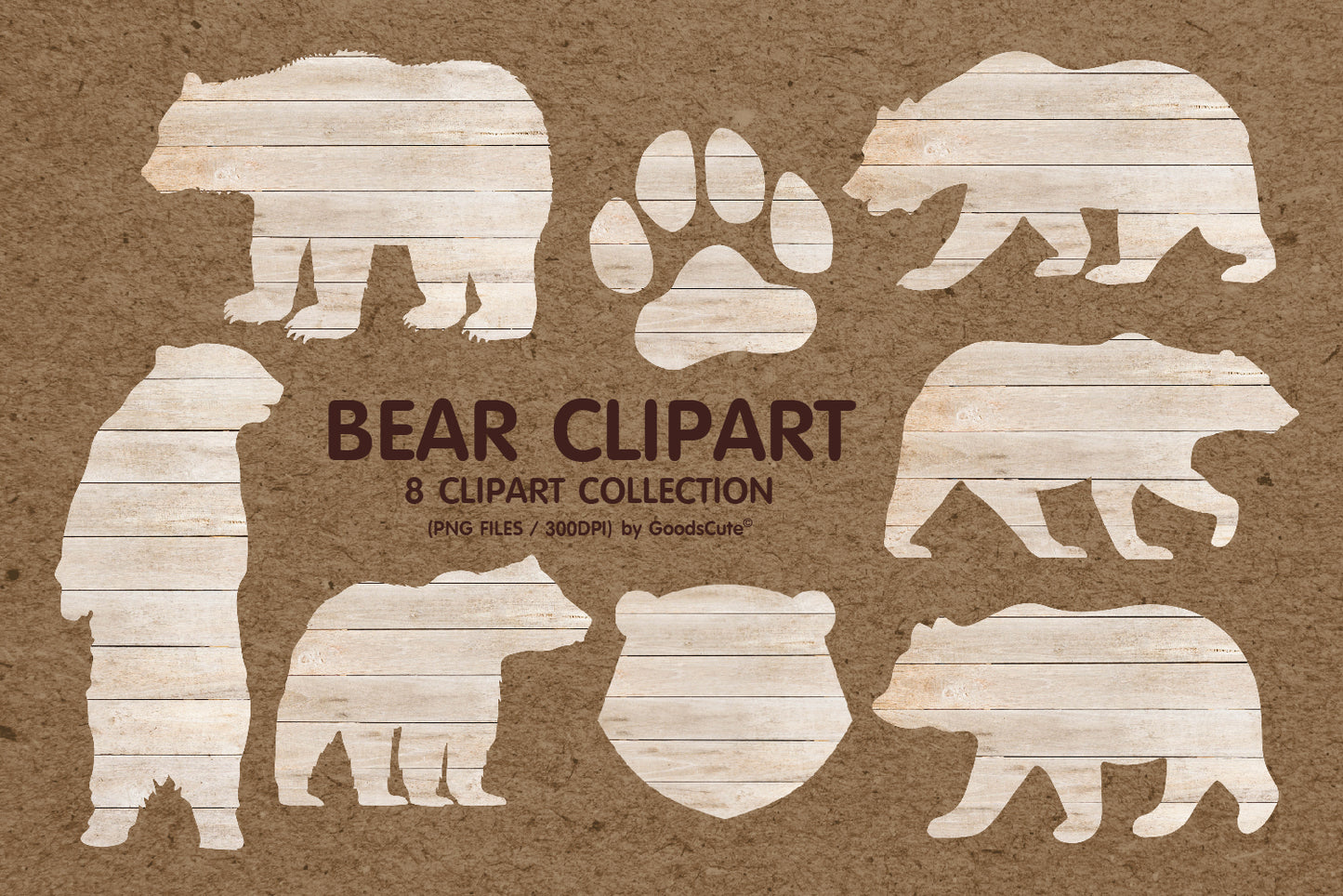 Bear Wood Texture • Clipart PNG • Sublimation Backgrounds & Textures