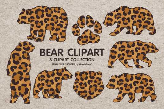 Bear Leopard Skin • Clipart PNG • Sublimation Backgrounds & Textures