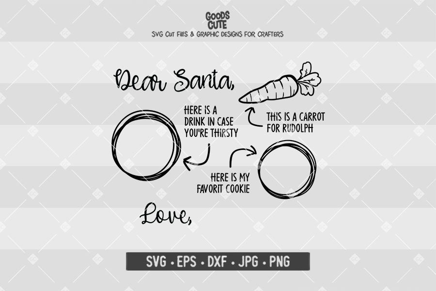 Dear Santa Cookies and Milk Doodle Tray • Cut File in SVG EPS DXF JPG PNG
