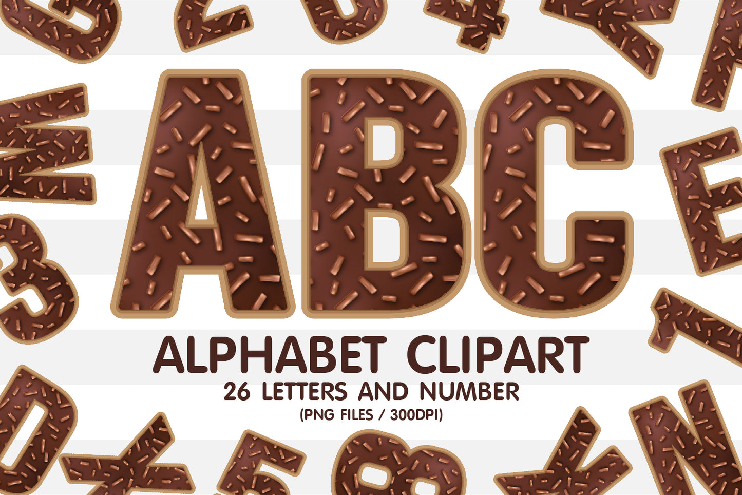 Chocolate Donut Clipart Alphabet PNG Sublimation