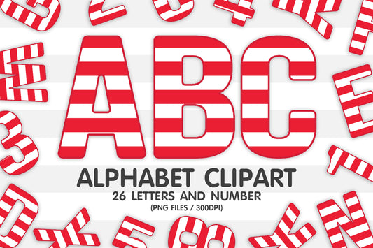 Red Striped Alphabet Letters PNG