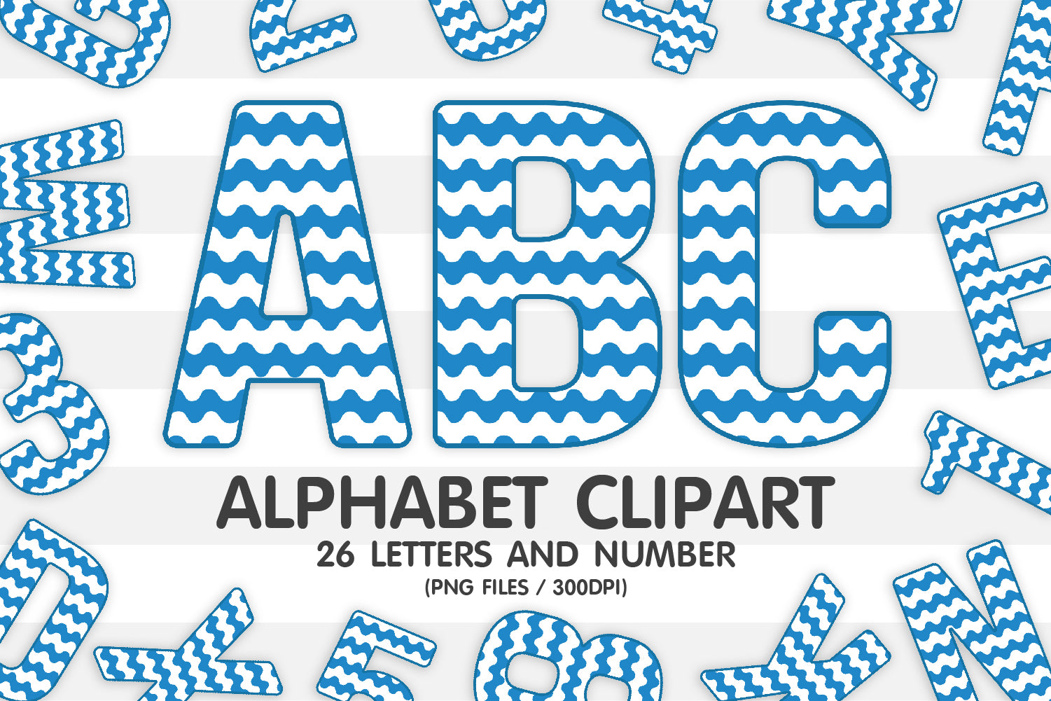 Blue Wave Alphabet Clipart PNG