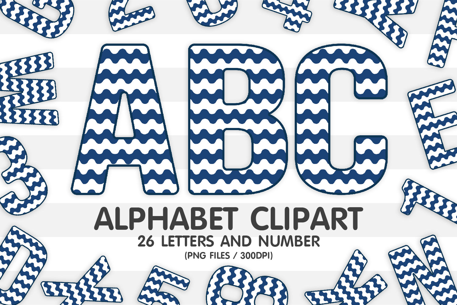Navy Wave Alphabet Letters