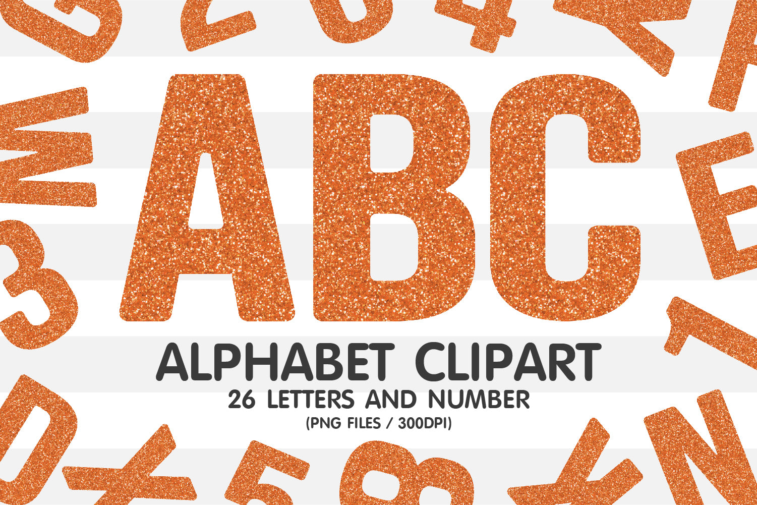 Orange Glitter Alphabet Letters
