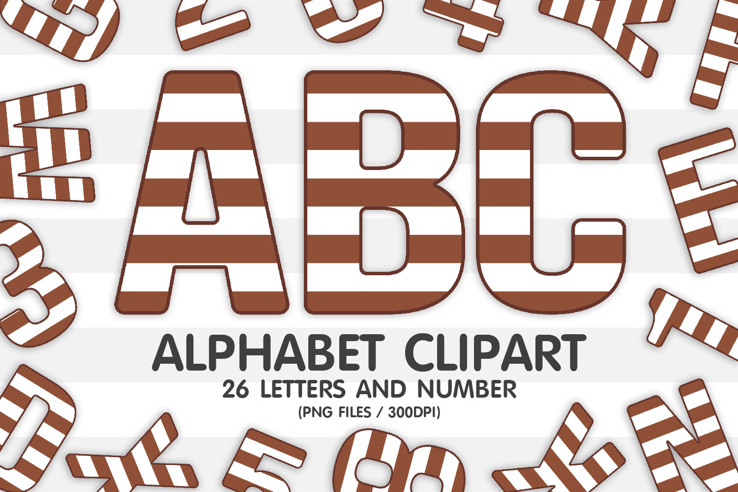 Brown Striped Alphabet Letters