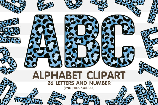 Light Blue Leopard Skin Alphabet Sublimation
