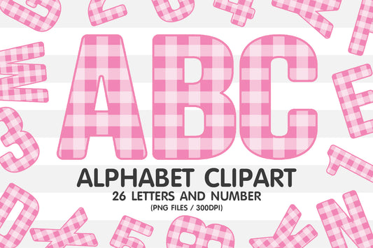 Pink Gingham Alphabet Letters