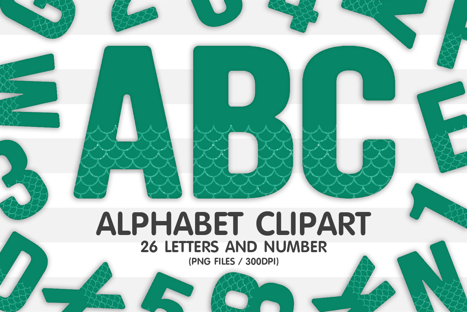 Green Mermaid Alphabet Letters