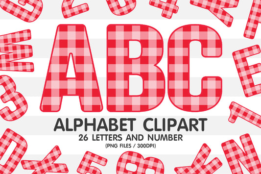 Gingham Clipart Letters PNG Sublimation