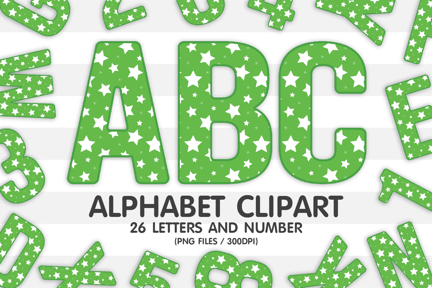 Light Green Star Alphabet Letters