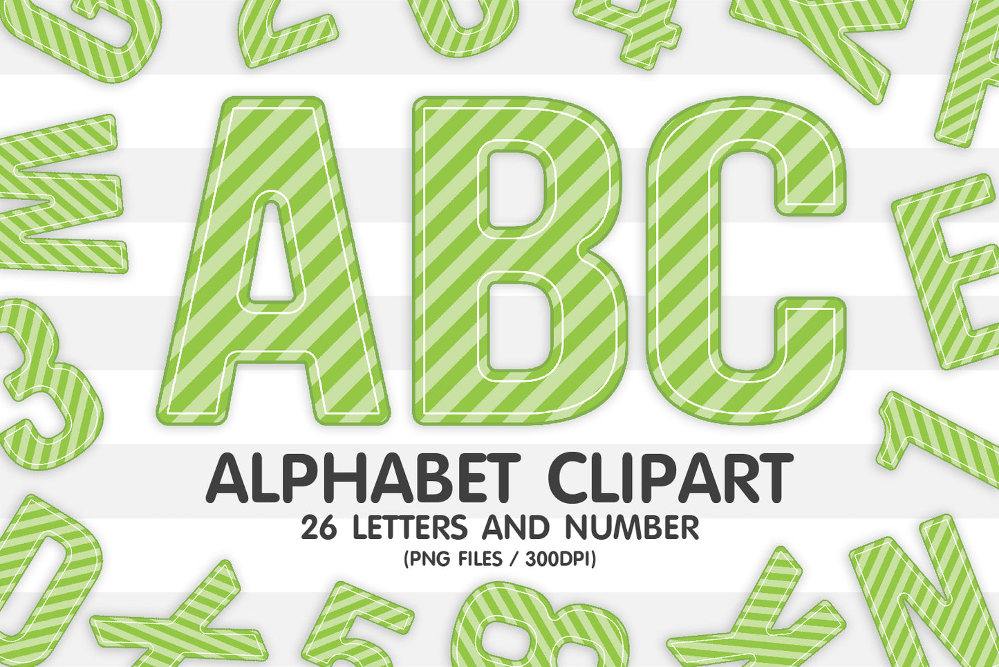 Light Green Striped Alphabet Sublimate