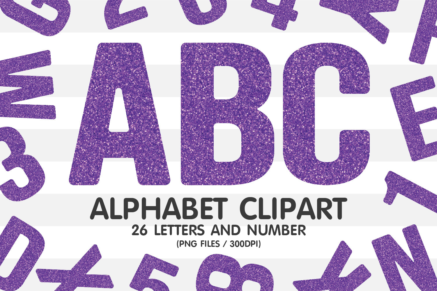 Purple Glitter Letters & Numbers