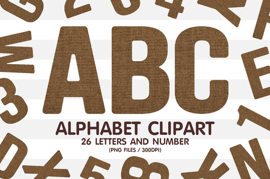 Neutral Linen Alphabet Clipart PNG
