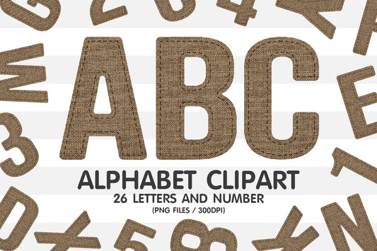 Neutral Linen Clipart Alphabet Letters