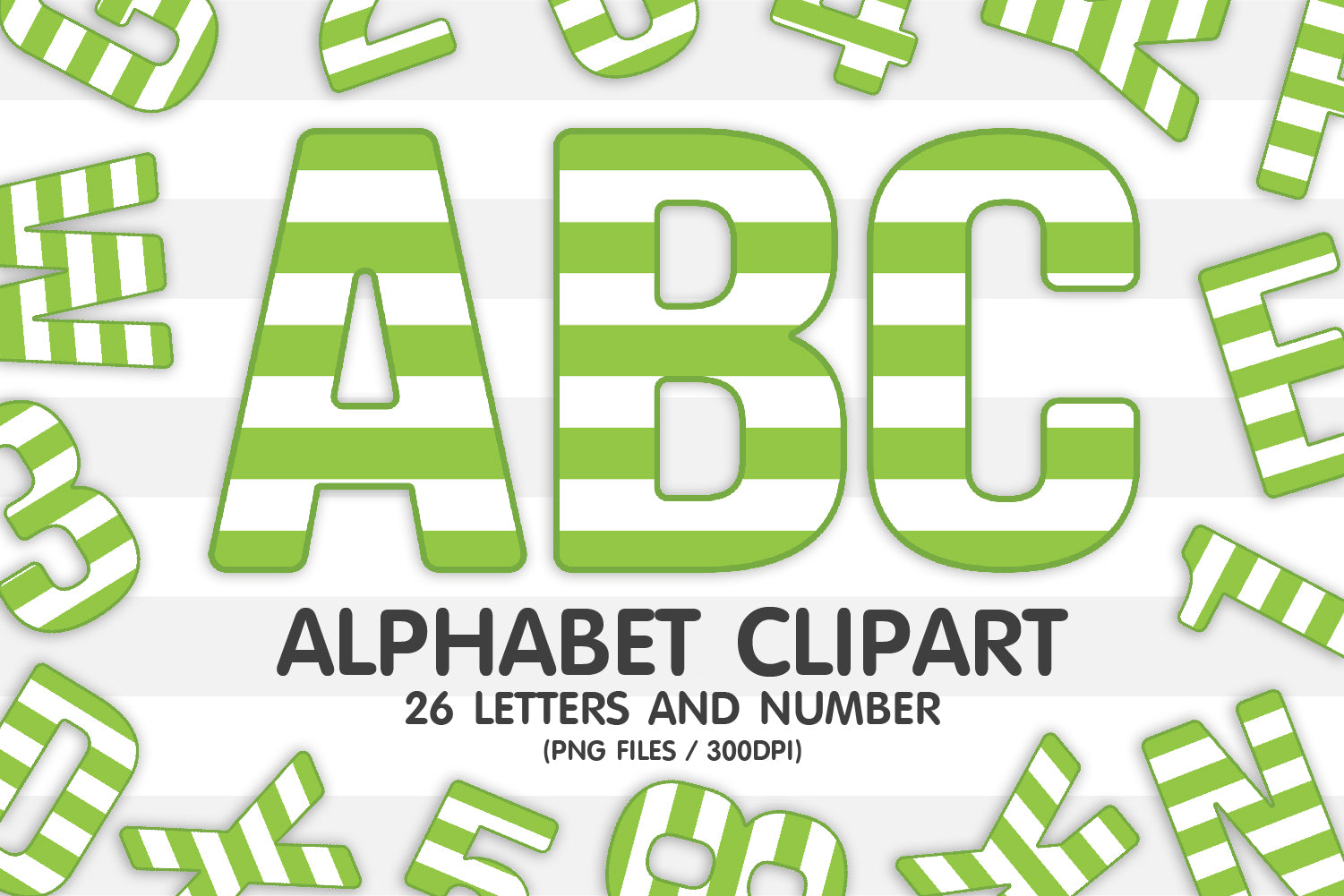 Light Green Striped Alphabet PNG