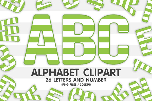 Light Green Striped Alphabet PNG