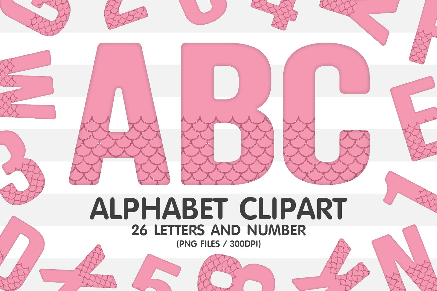 Pink Mermaid Scale Clipart Alphabet Letters