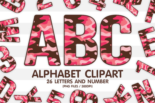 Camo Alphabet Letters Sublimation PNG