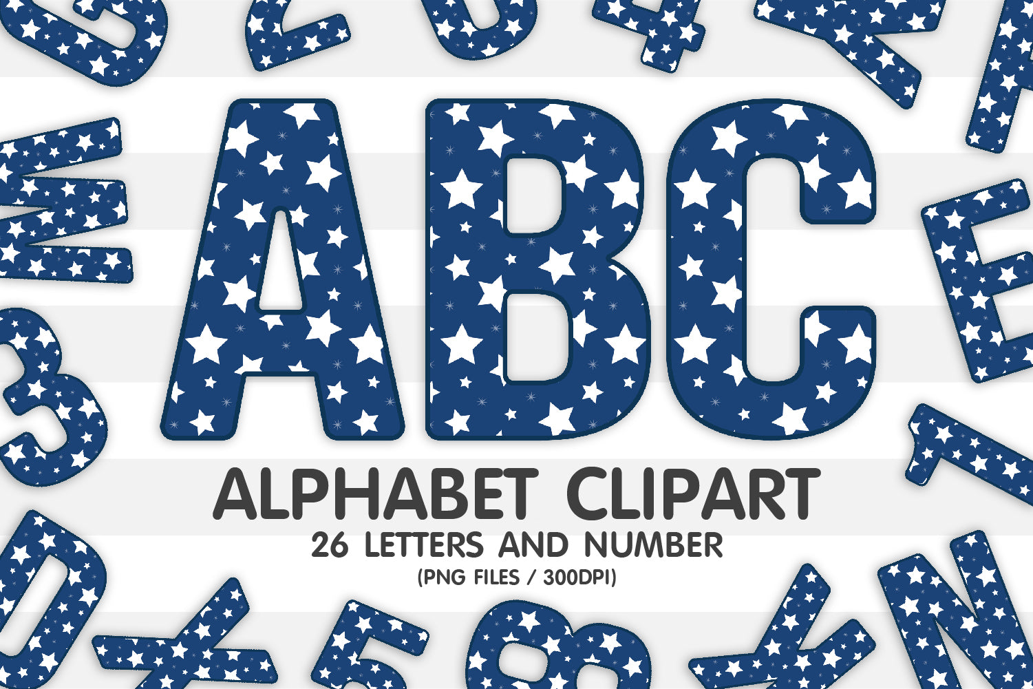 Navy Star Alphabet Sublimation PNG