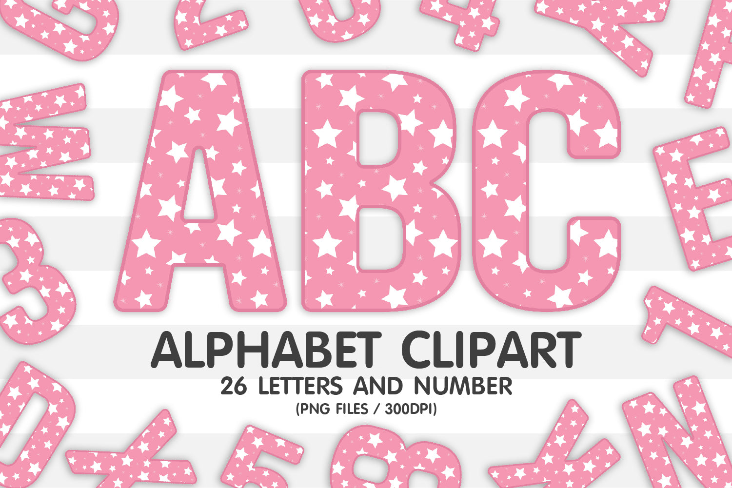 Pink Star Clipart Alphabet PNG