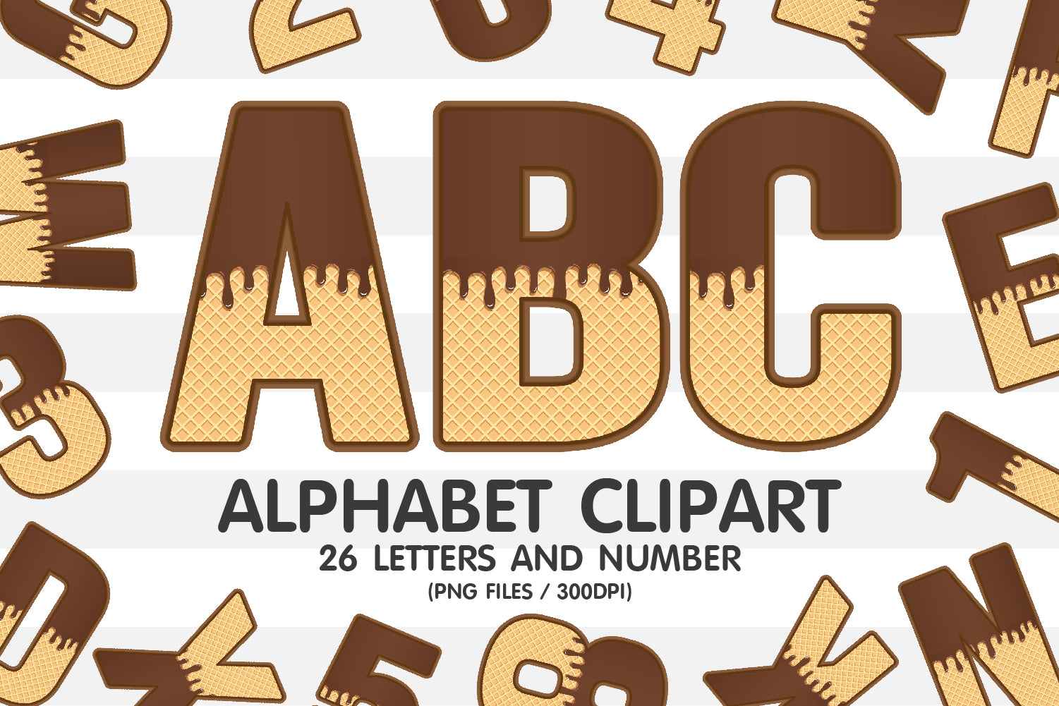 Chocolate Ice Cream Wafer Clipart Alphabet  Letters