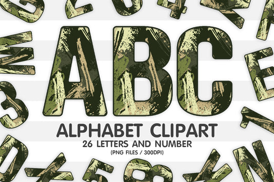 Camouflage Alphabet PNG Sublimation