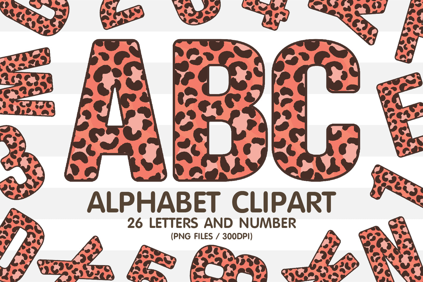 Peach Leopard Skin Clipart Alphabet