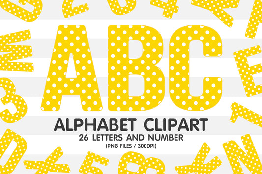 Yellow Polka Dot Clipart Alphabet PNG