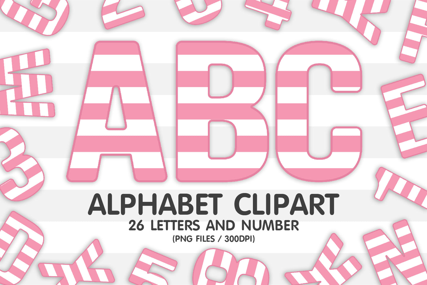 Pink Striped Alphabet Clipart PNG