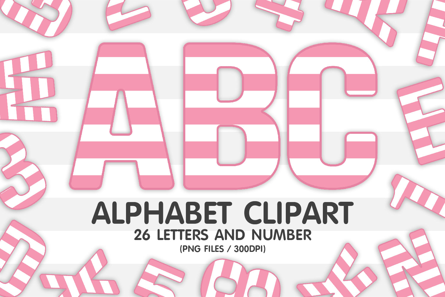 Pink Striped Alphabet Clipart PNG