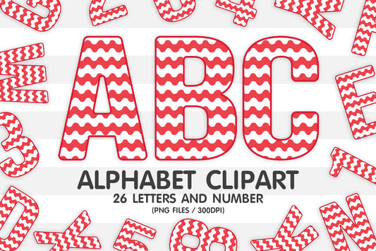 Red Wave Alphabet Clipart PNG