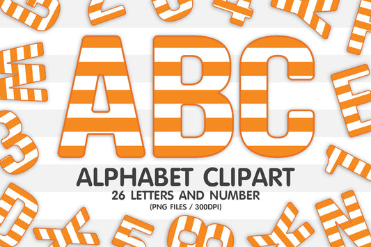 Orange Striped Alphabet Sublimation PNG