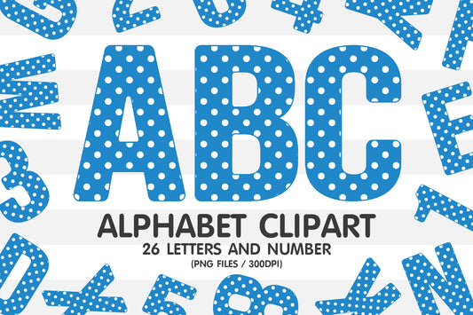 Blue Polka Dot Alphabet Letters PNG