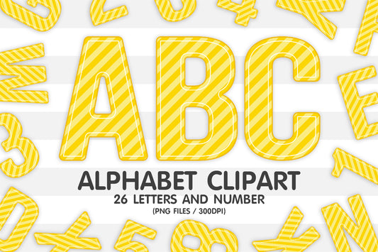 Yellow Tinted Striped Alphabet Sublimate