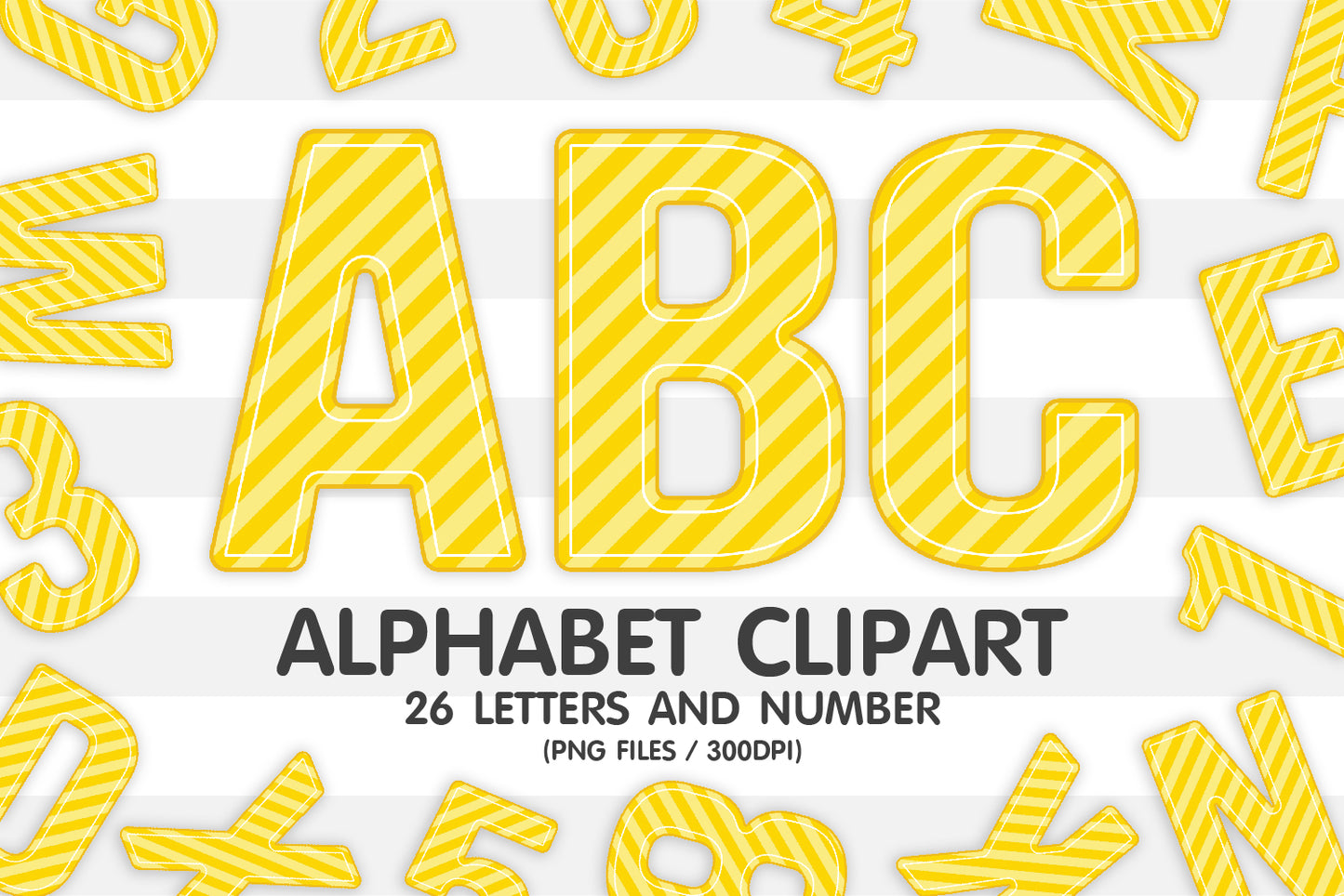 Yellow Tinted Striped Alphabet Sublimate