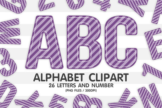 Purple Tinted Striped Alphabet PNG Clipart