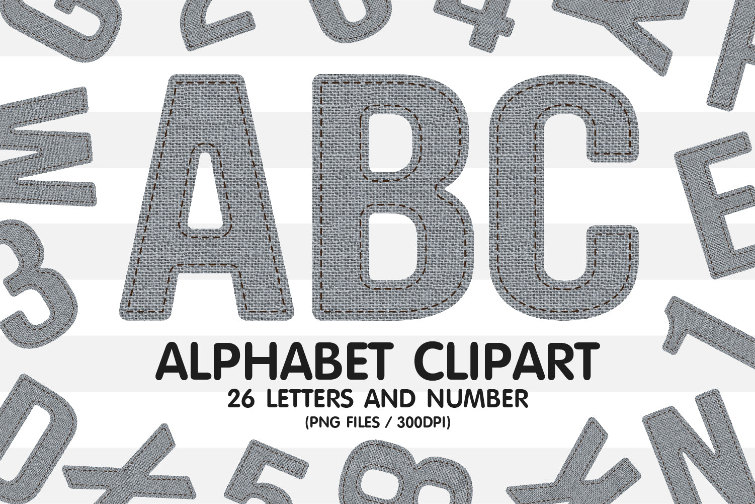 Gray Burlap Clipart Alphabet