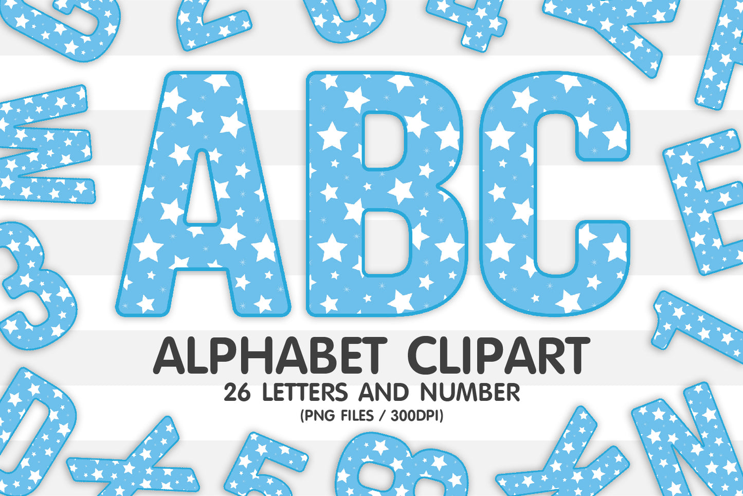 Light Blue Star Clipart Alphabet PNG