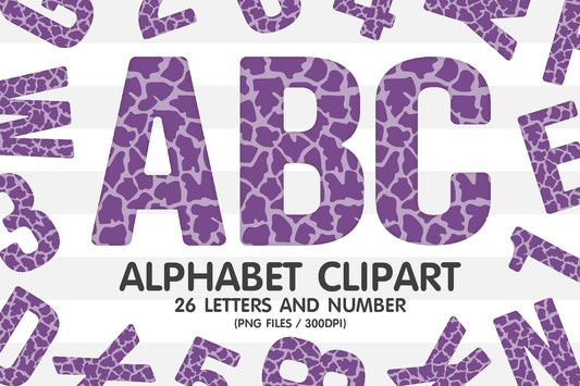 Purple Giraffe Skin Alphabet Sublimation