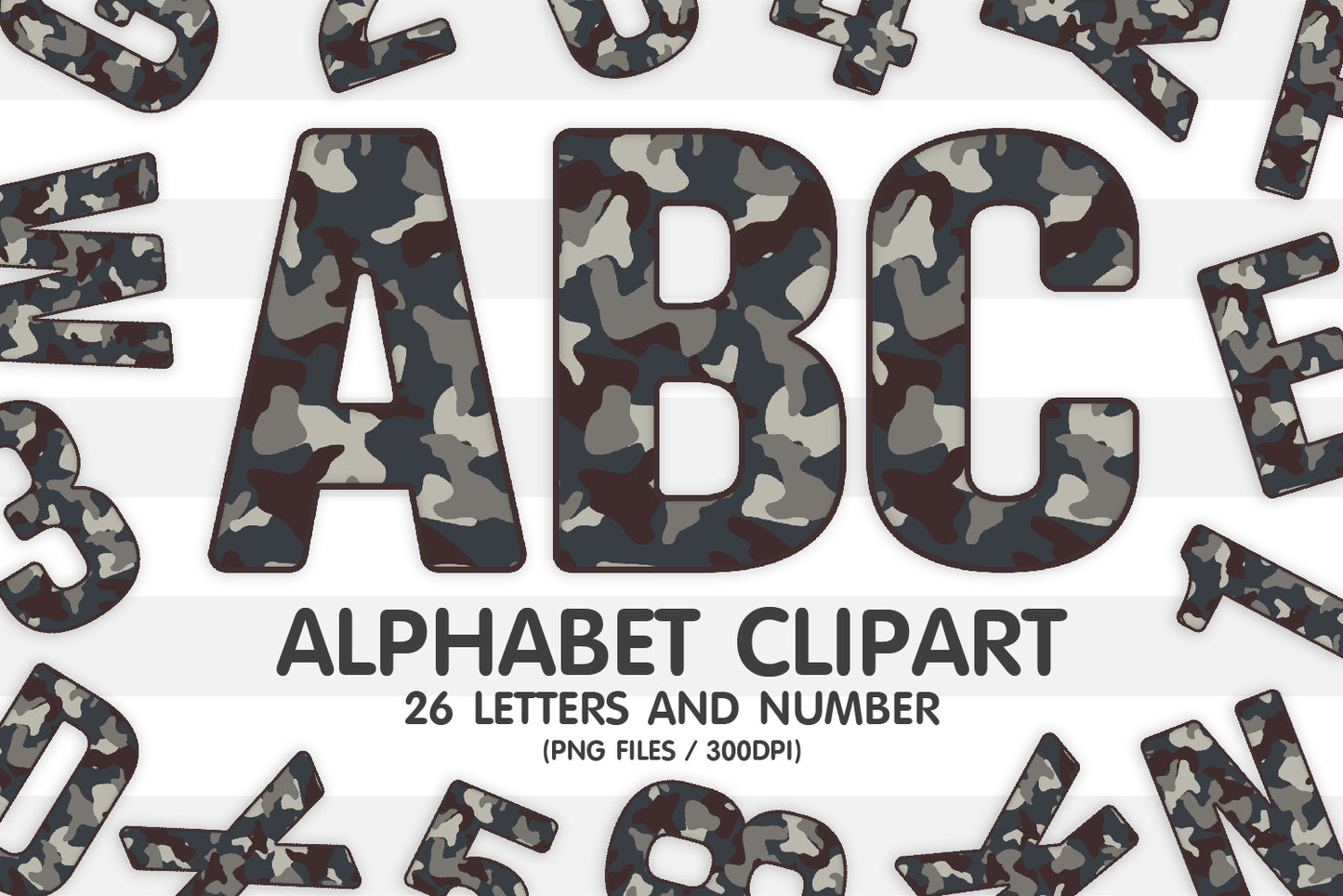 Camouflage Clipart Alphabet PNG