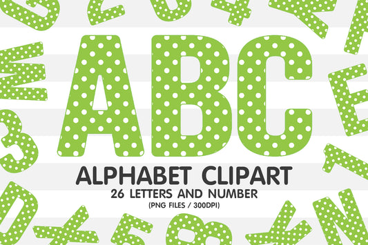 Light Green Polka Dot Clipart Alphabet