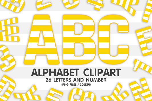 Yellow Striped Alphabet Sublimation PNG