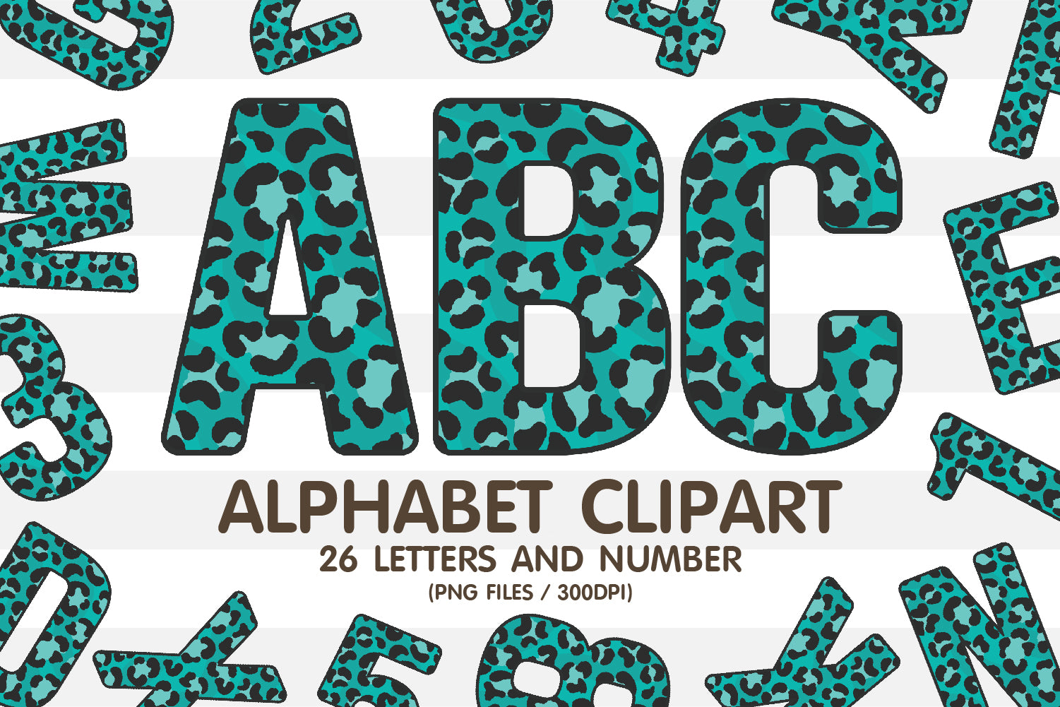 Mint Leopard Skin Alphabet Sublimation