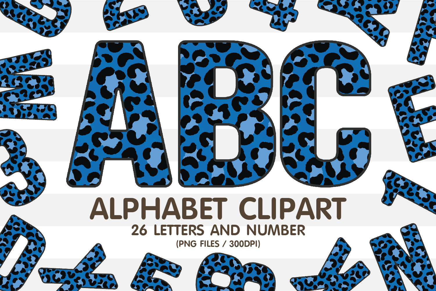Blue Leopard Clipart Alphabet PNG