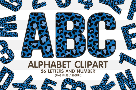 Blue Leopard Clipart Alphabet PNG