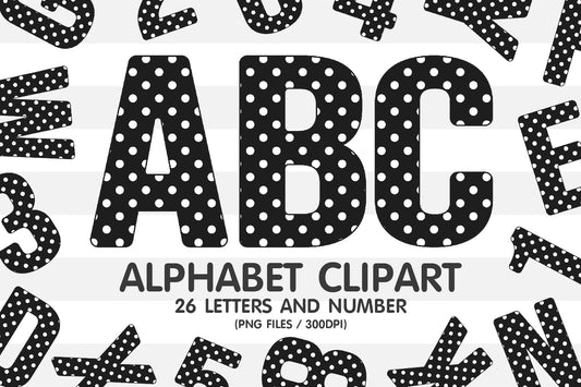 Black Polka Dot Alphabet Letters PNG